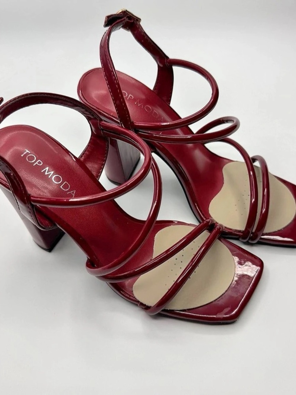 Top Moda Strappy Burgundy Heels US 5